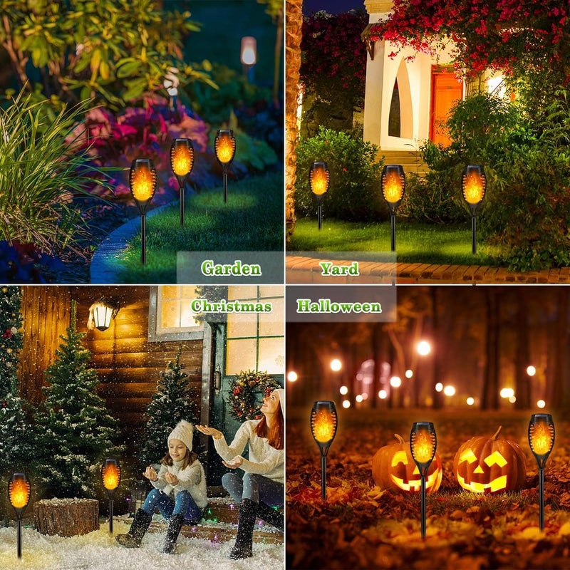 LNRYY Store Outdoor Solar Lights, 6Pack Solar Torch Light with Flickering Flame, Christmas Lights Waterproof for Christmas Decor, Tiki Torches for Outside, Luces Solares para Exteriores Pathway Yard Garden Decor - Image 2
